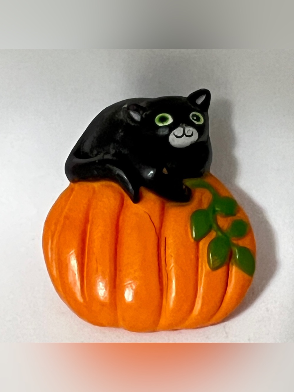 Black Cat on Orange Pumpkin Pin Fun World